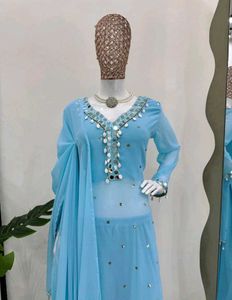 kurti dupatta &amp; flared plazo set for women