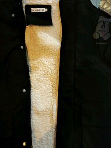 Black Hooded Jacket with Bear Print