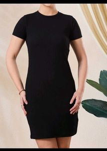 Ribbed Black Bodycon Mini Dress