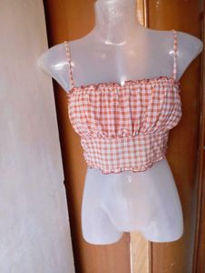 Plaid Smocked Crop Top