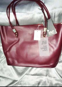 Rsvp Burgundy Faux Leather Tote Bag