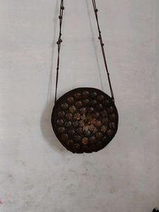 Coconut shell Round Rattan Crossbody Bag