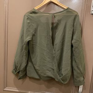 Chic Olive Green Wrap Top