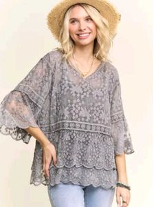 Boho Lace Tiered Tunic Top