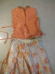Orange Floral Lehenga Choli Set