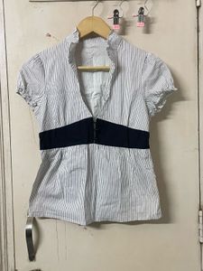 Y2K Striped Button-Up Top