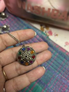 Colorful Silver Maangtika