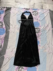 Black Satin Padded Dress