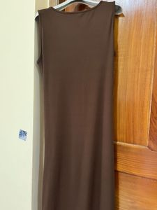 Chic Brown Ruched Maxi Dress