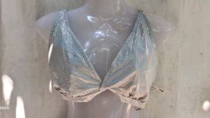 Sparkling Silver Bikini Top