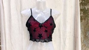 I. Gothic Star Mesh Crop Top