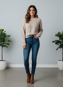 Cozy Knit Sweater - Diamond Pattern