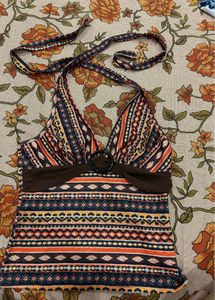 Boho Print Halterneck Bikini Top