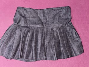 Pleated Grey Mini Skirt