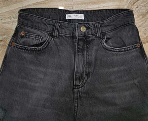 Washed Black Wide Leg Jeans