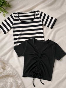 combo 2 black and white top