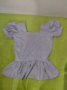 Cute Gingham Peplum Top