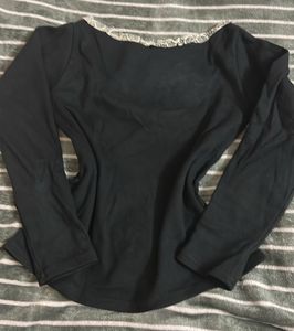 Chic Lace Trim Long Sleeve Top