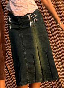 Vintage Embellished Denim Skirt