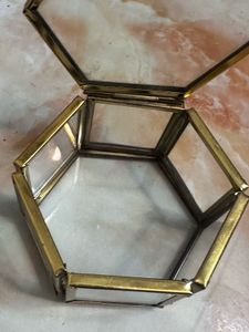 Gold &amp; Glass Hexagon jewellery Box