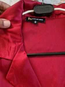 Satin Button-Up Shirt