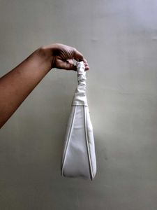 Chic White Ruched Handbag