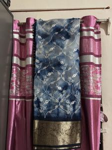 Elegant Blue Tie-Dye Saree with blouse