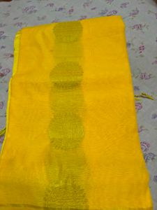 Vibrant Yellow Cotton Saree