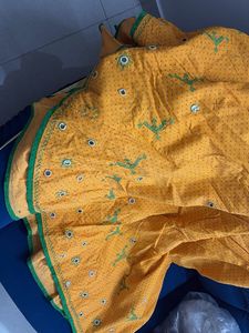 Green &amp; Yellow Embroidered Lhenga Choli