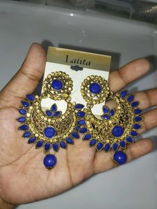 Exquisite Blue Stone Jhumka Earrings
