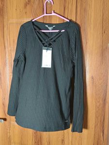 Free delivery! Black Ribbed Long Sleeve Top