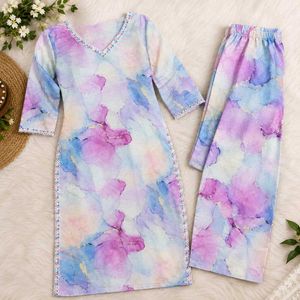 Elegant Watercolor Print Suit Set