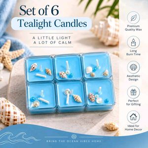 Diwali Decor - Set of 6 Tealight Candles - Beach T