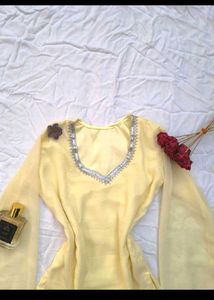 Yellow Tunic with Lace-up Detail