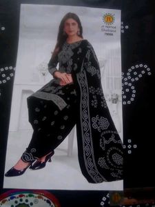 Classic Black Bandhani Print dress material