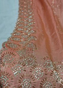 Elegant Peach Saree with Embellished Border