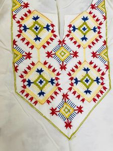 Thread Work Off White Cotton Kurta-MAX