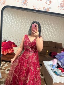 Stunning Red Embroidered Ethnic Gown❤️🎀🦋