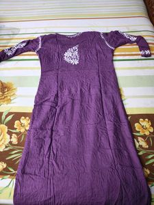 Real chikankari Purple Kurta