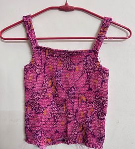 Smocked Floral Print Crop Top