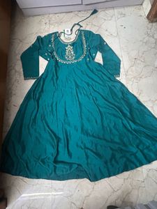 Elegant Teal Embroidered Gown