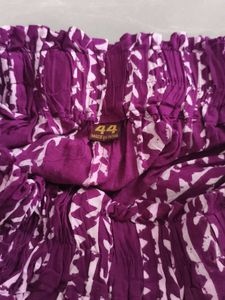 Purple Block Print Skirt pant half  cotton