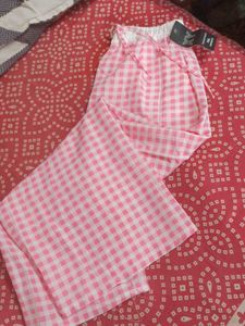 Pink Gingham Fashion Pants