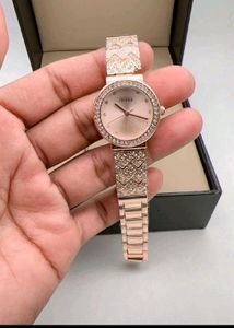 Rose Gold Crystal Embellished Watch