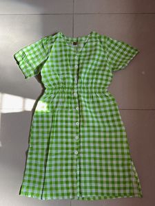Green Gingham Casual Summer Dress