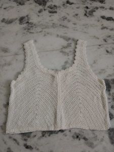 White Crochet Button-Up Crop Top