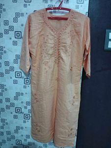 Cream Cotton Embroidered Kurti | New ✨