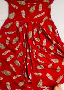 girls red frock + gift