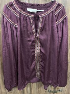 LUCKY BRAND Embroidered Burgundy Blouse