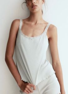 H&M Ribbed Lace Night Suit - Top & Shorts